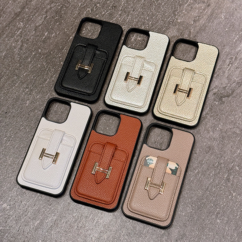 H Card Holder Leather iPhone Case