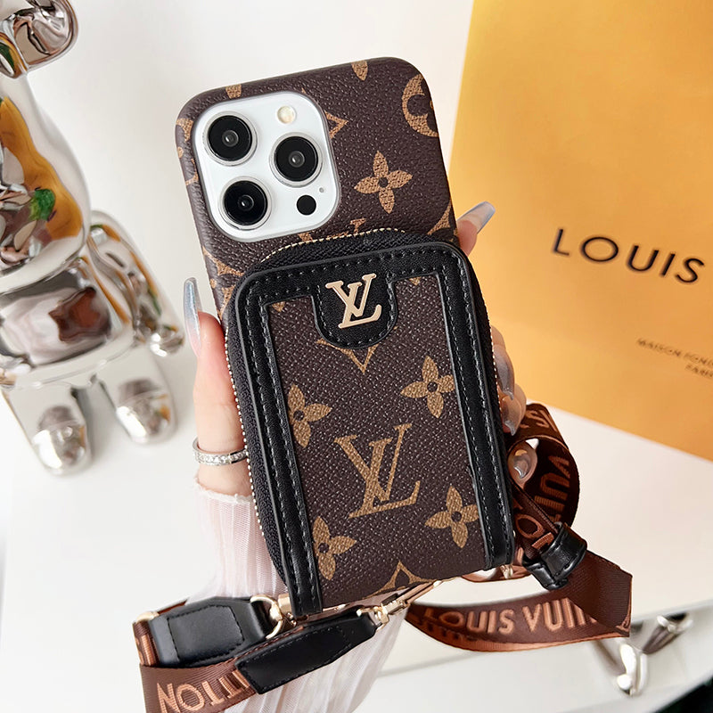 Louis GG Card Holder Chain iPhone Case