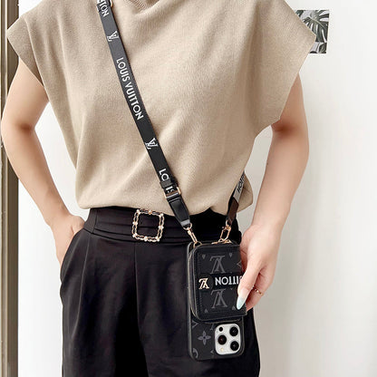 Louis GG Card Holder Chain iPhone Case