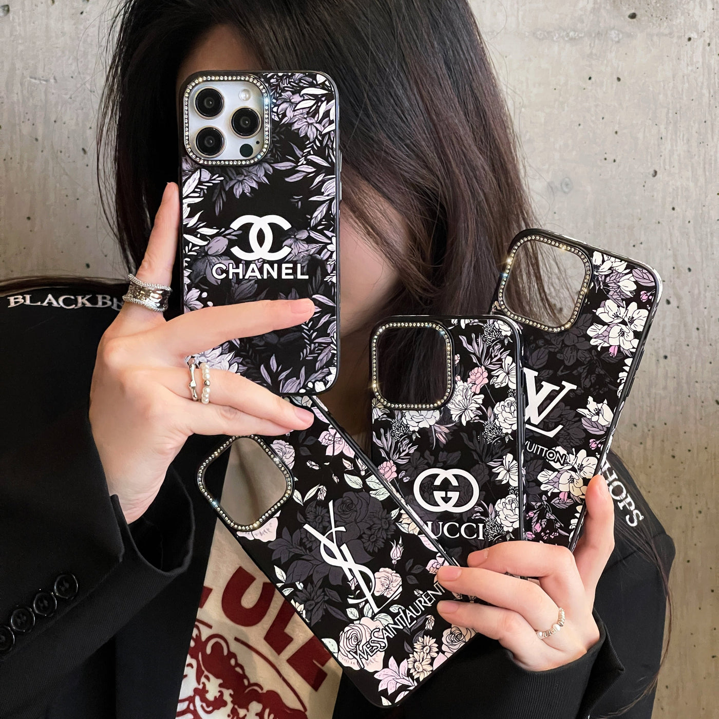 CC Black Flower iPhone Case