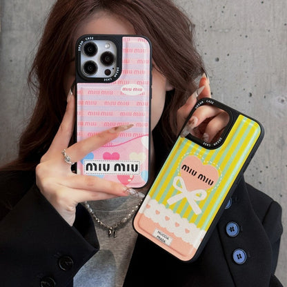 Miu Green & Pink Leather iPhone Case