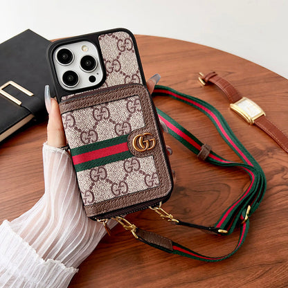 Louis GG Card Holder Chain iPhone Case