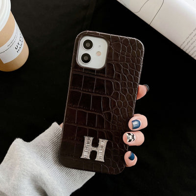 H Crocodile Pattern Color Leather iPhone Case