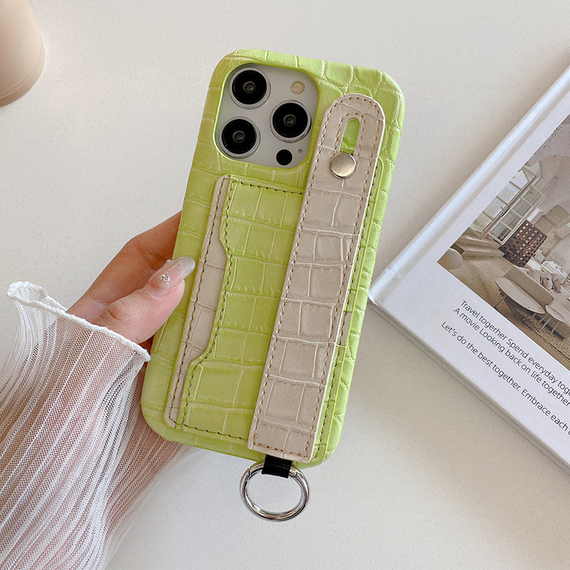 Crocodile Leather Wristband iPhone Case