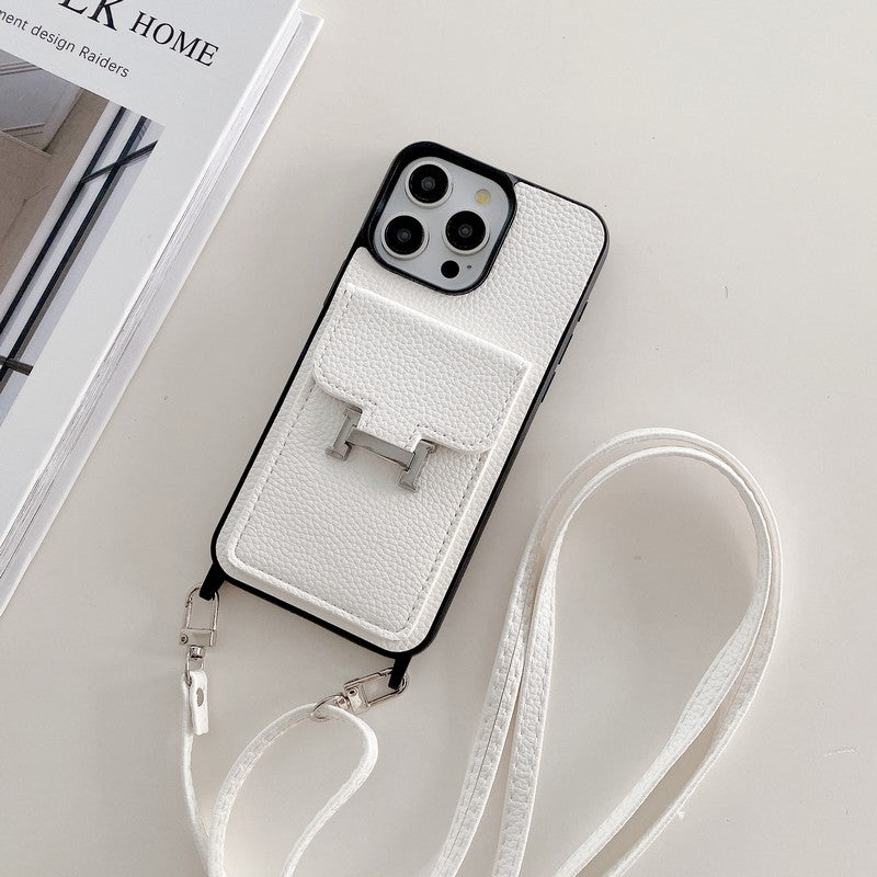 H Card Bag Leather Crossbody iPhone Case