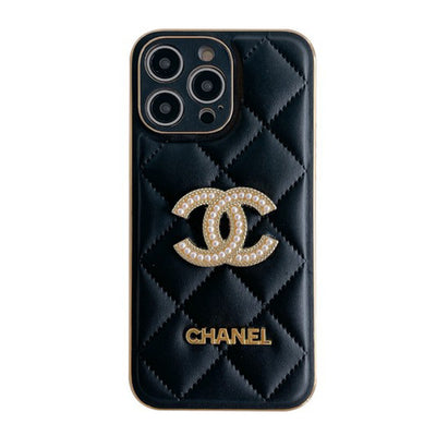 CC Black & White Leather iPhone Case