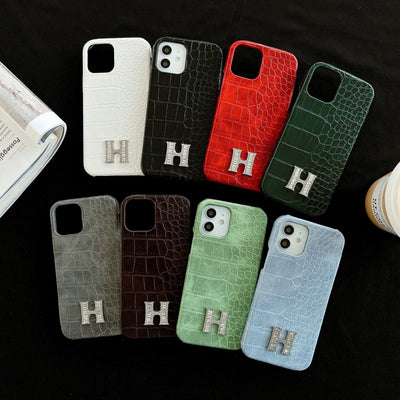 iPhone Case - HERMES Crocodile Pattern Color Leather Case