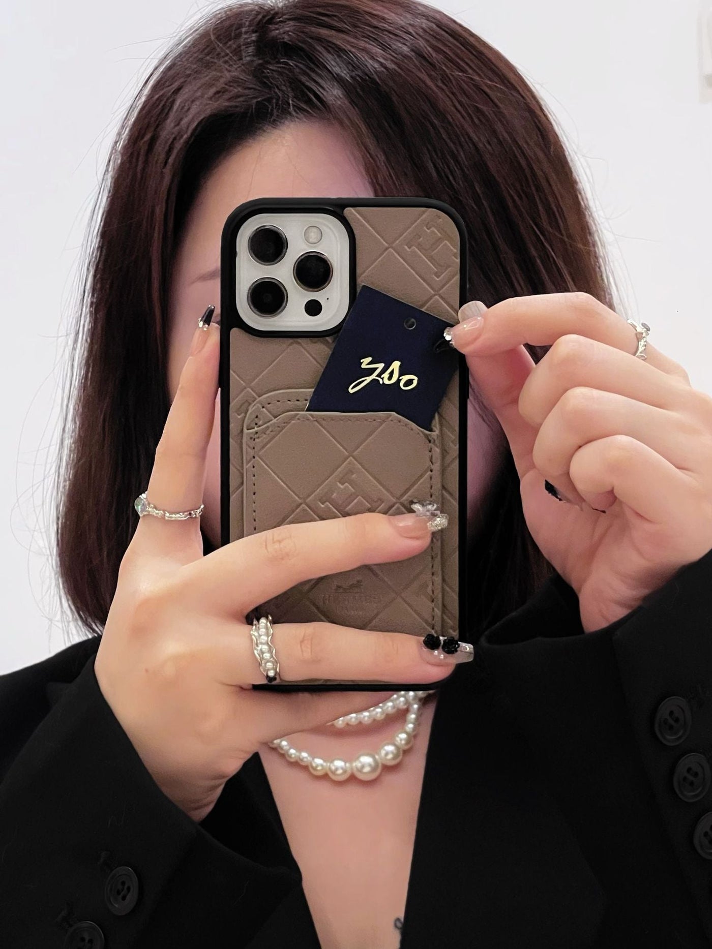 H Leather Card Holder iPhone Case