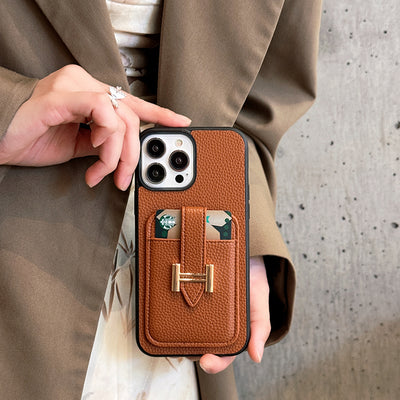 H Card Holder Leather iPhone Case