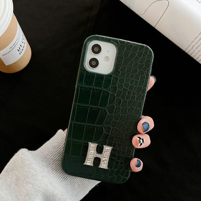 H Crocodile Pattern Color Leather iPhone Case