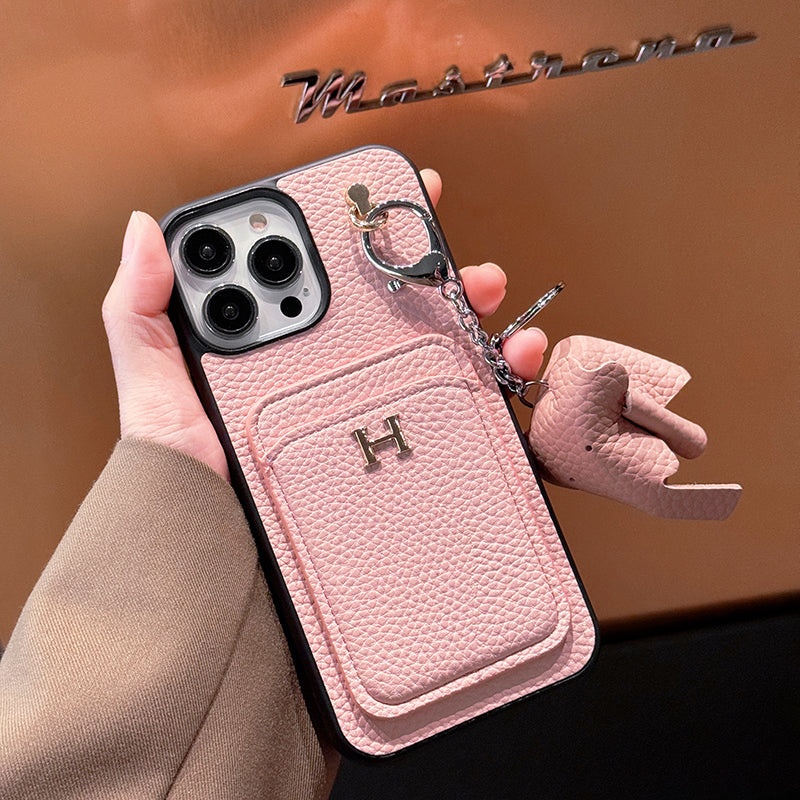 H Card Holder Leather Pendant iPhone Case