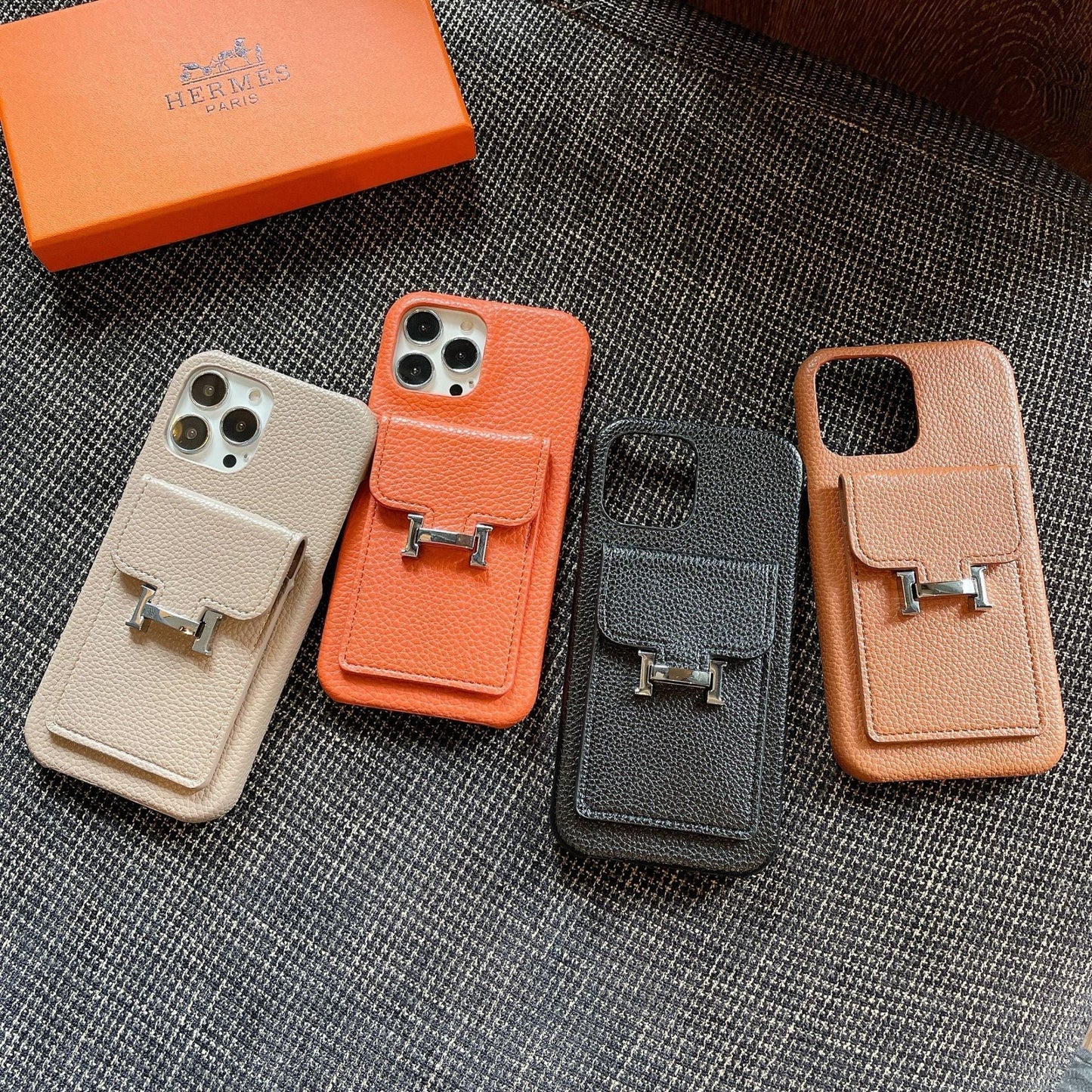 Herm Card Holder Leather iPhone Case