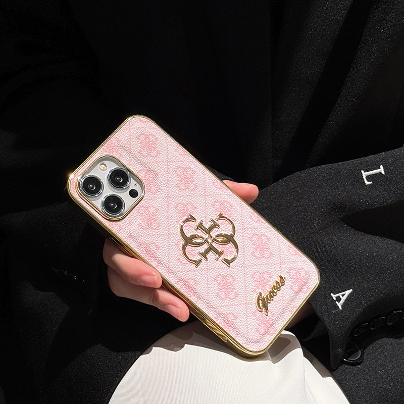 Gue Gold Logo Leather iPhone Case