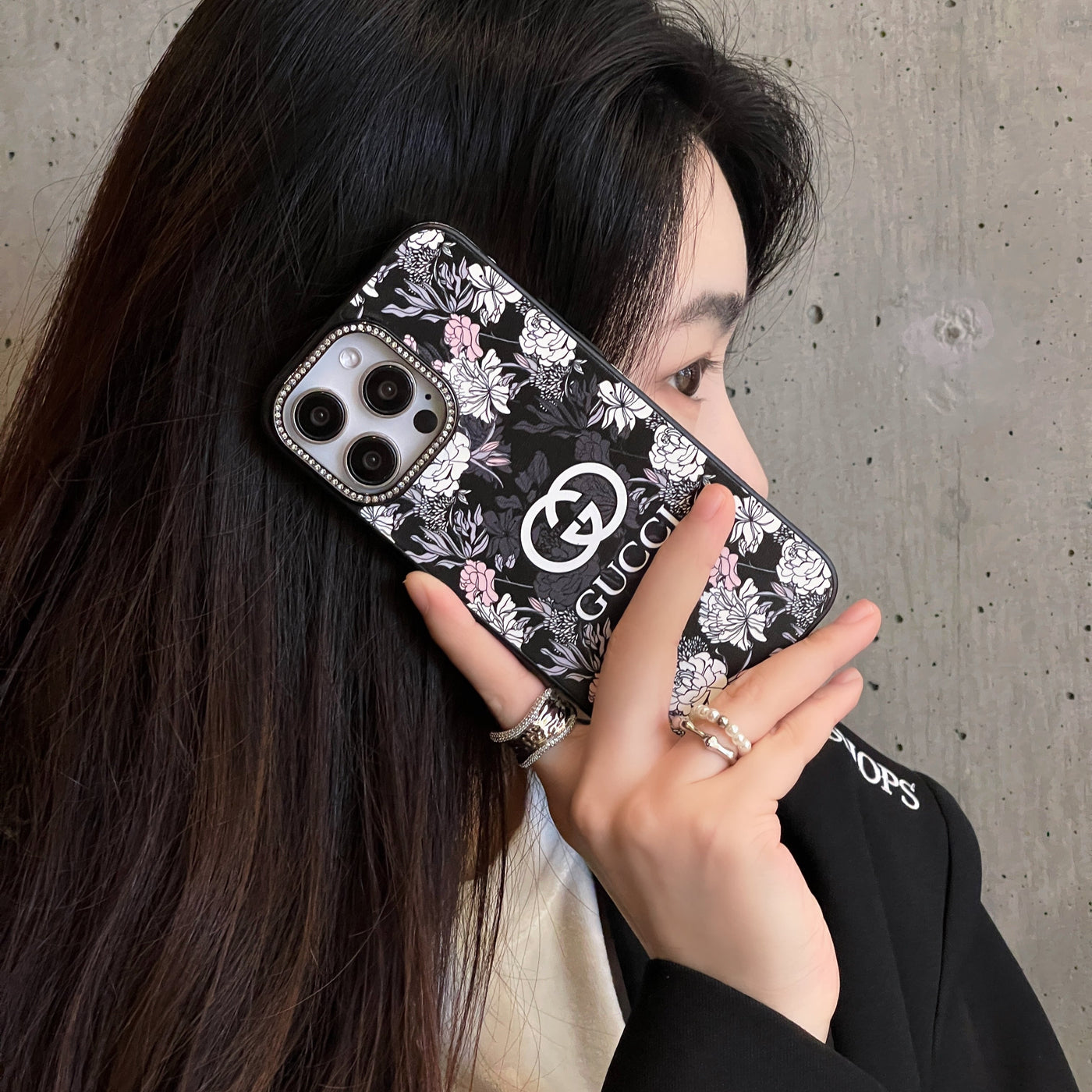 CC Black Flower iPhone Case