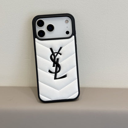 Saint Black & White Leather iPhone Case