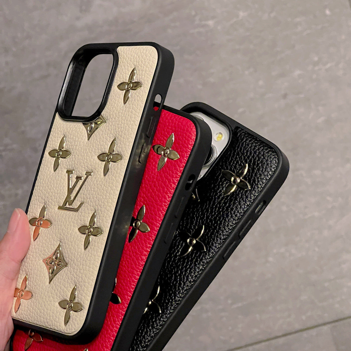 Louis Gold Leather iPhone Case