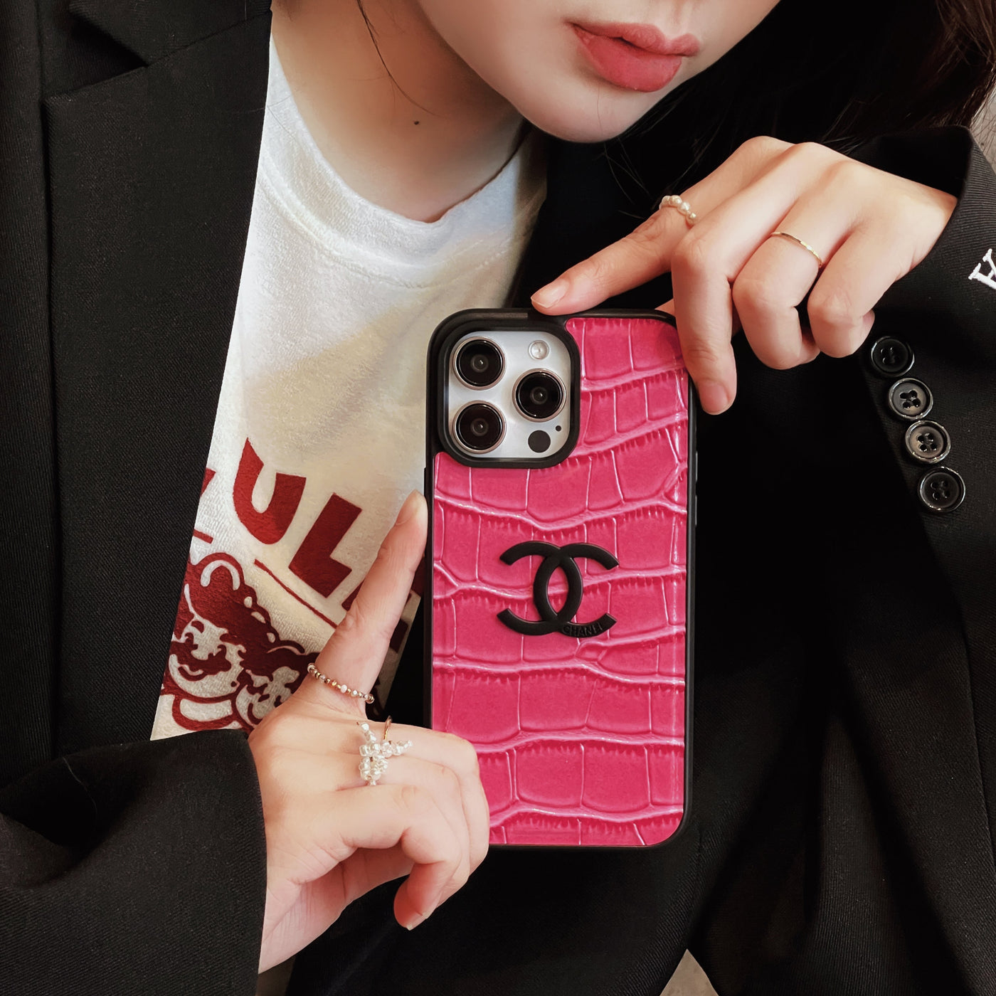 CC Crocodile Leather Pattern iPhone Case