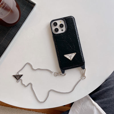 Pra Leather Crossbody Chain iPhone Case