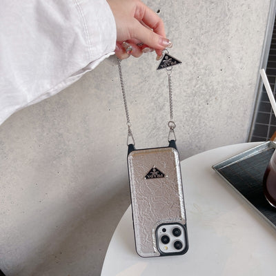 Pra Leather Crossbody Chain iPhone Case