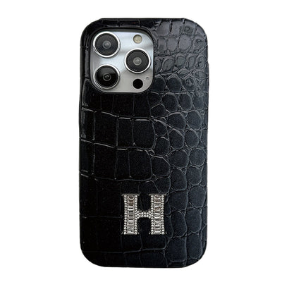 iPhone Case - HERMES Crocodile Pattern Leather Case