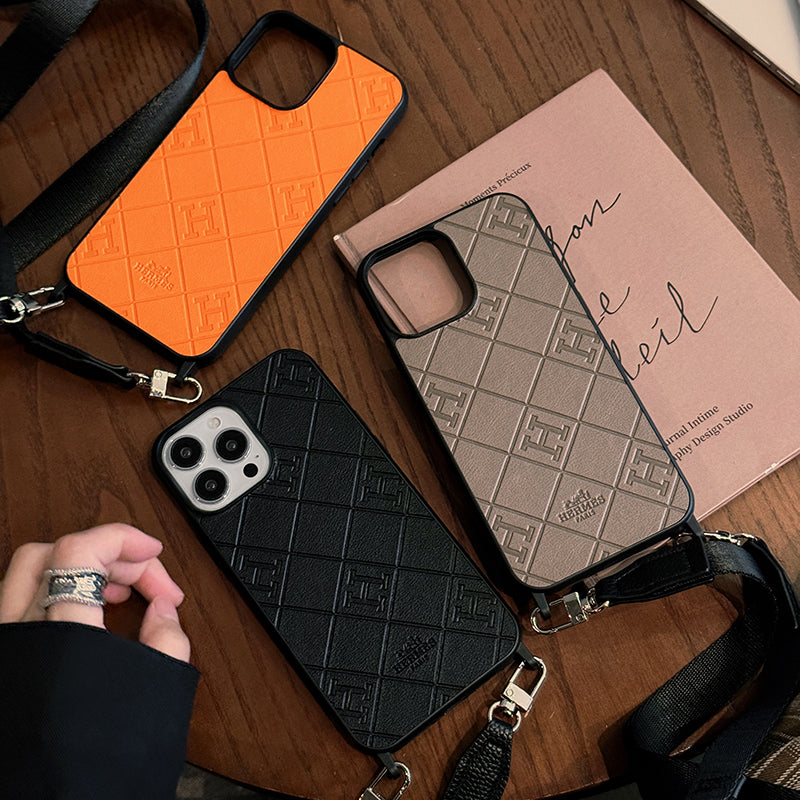 H Crossbody Leather iPhone Case