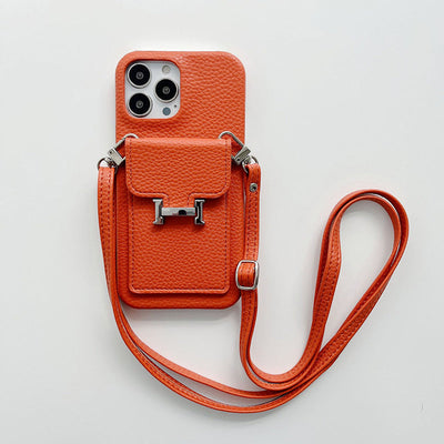 H Card Holder Leather Chain iPhone Case