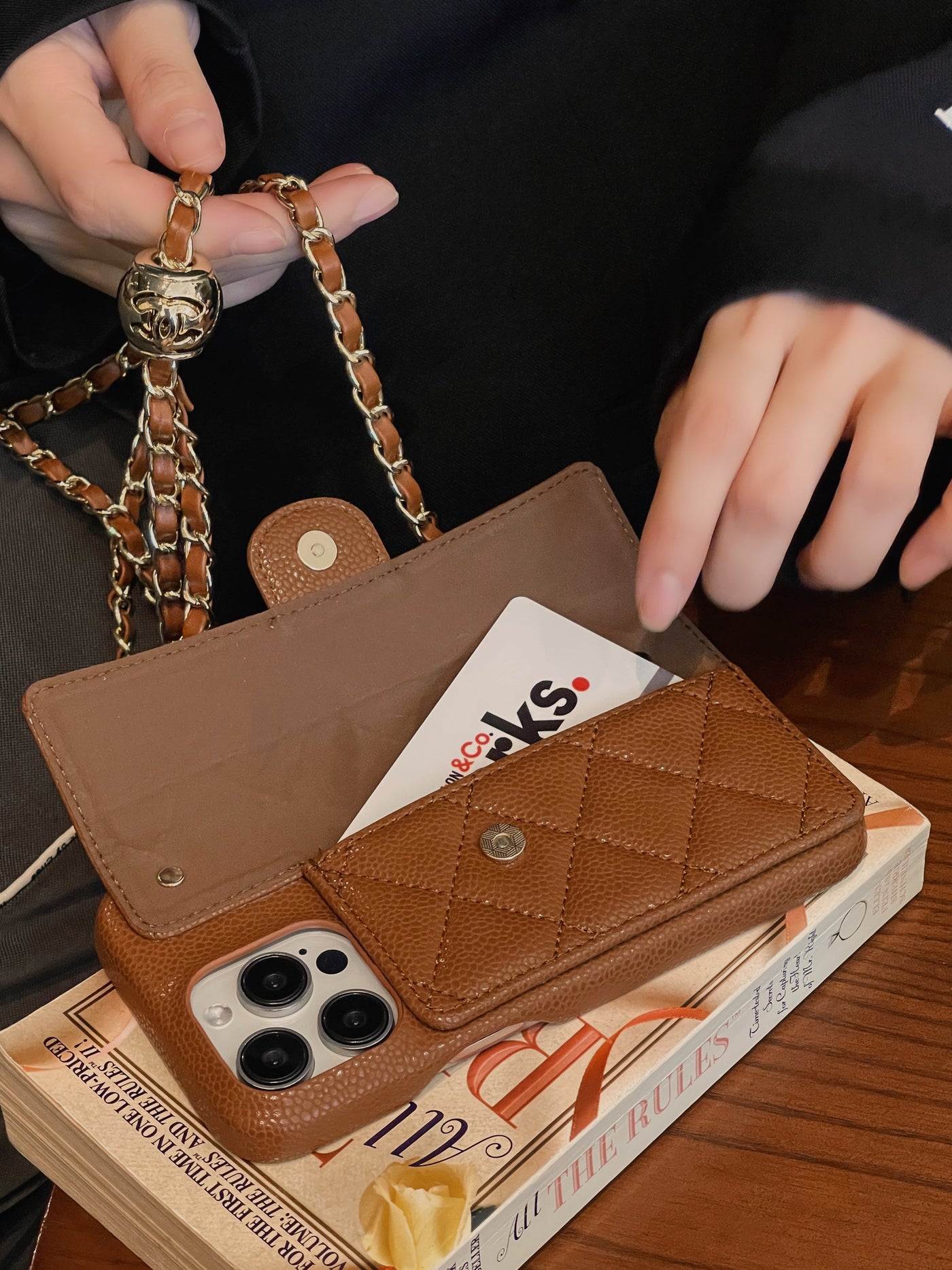 CC Card Bag Leather Chain iPhone Case