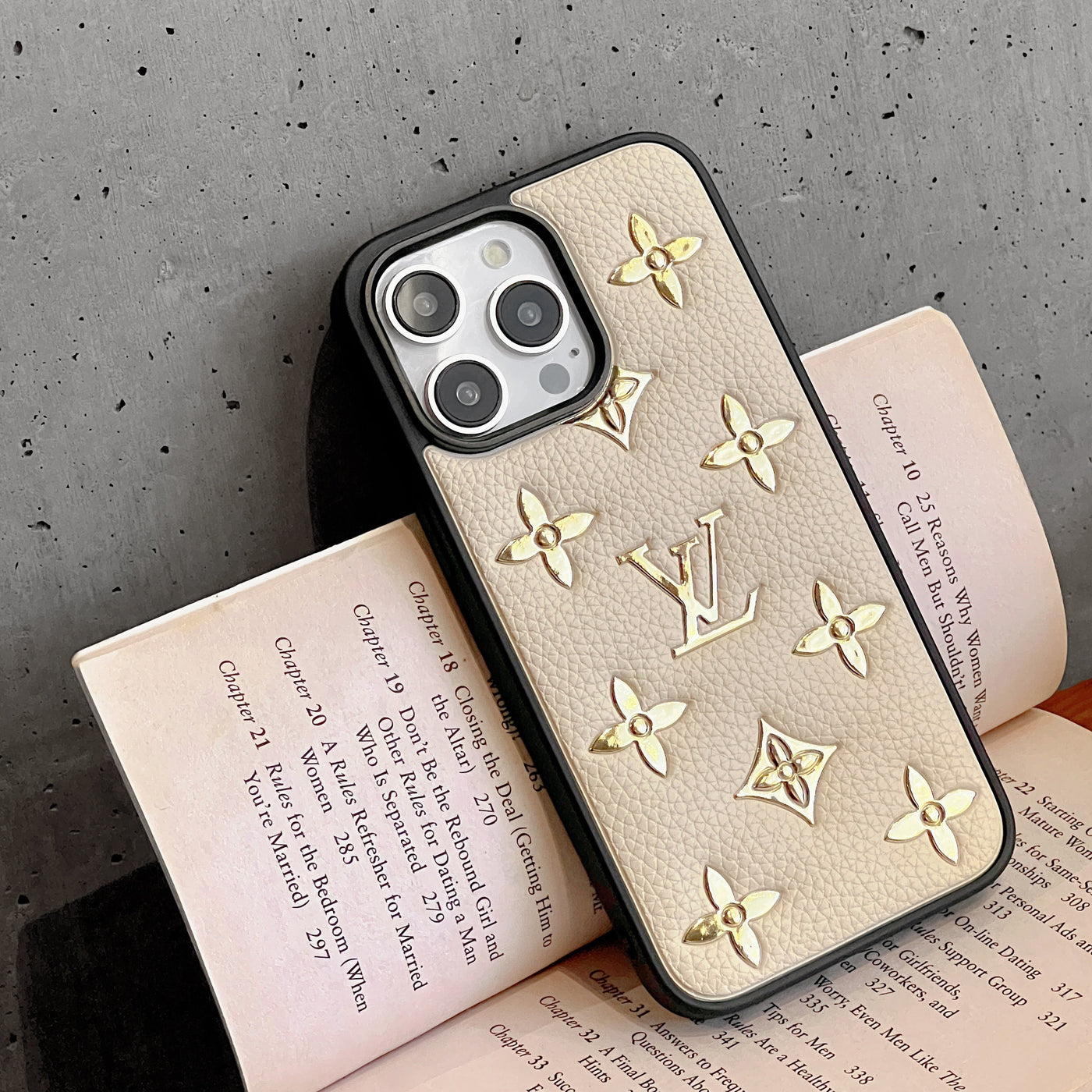 Louis Gold Leather iPhone Case