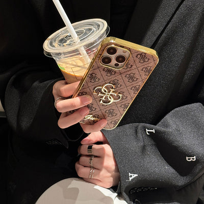 Gue Gold Logo Leather iPhone Case