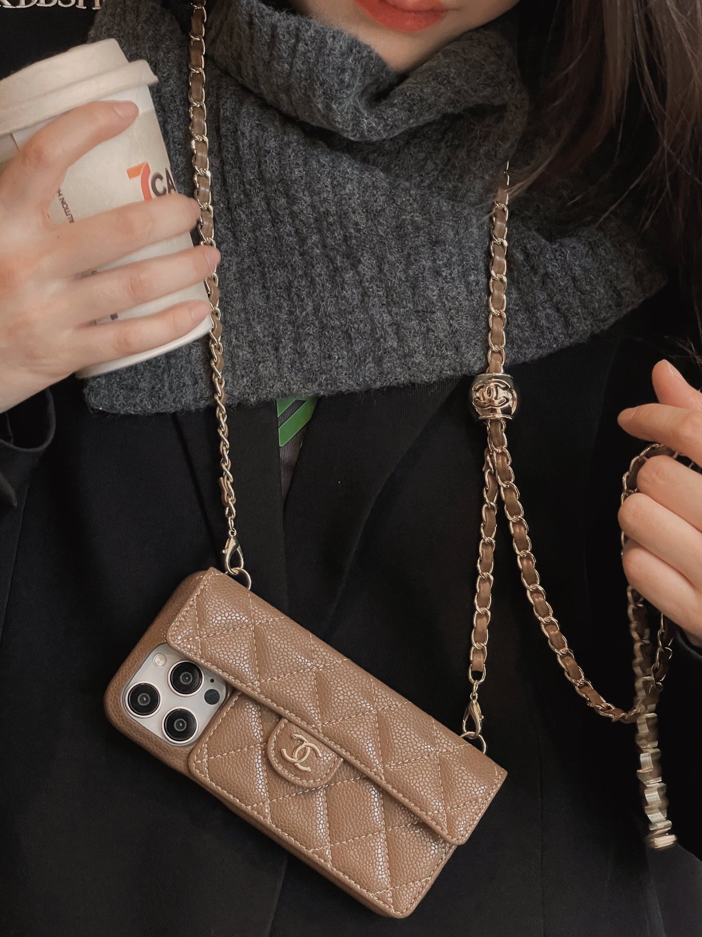 CC Card Bag Leather Chain iPhone Case