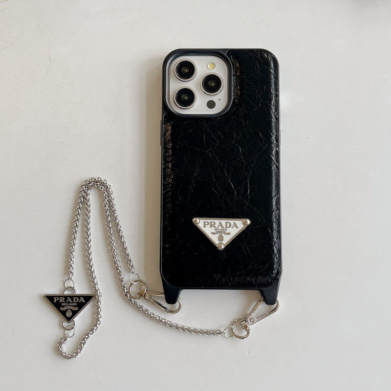 Pra Leather Crossbody Chain iPhone Case