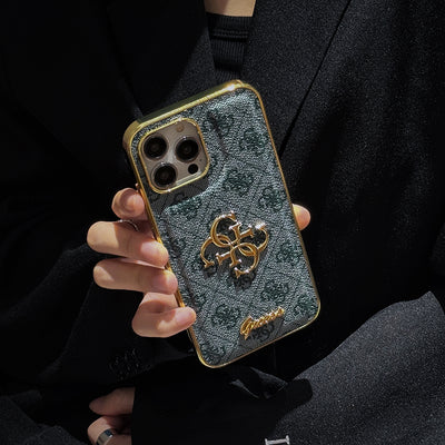 Gue Gold Logo Leather iPhone Case