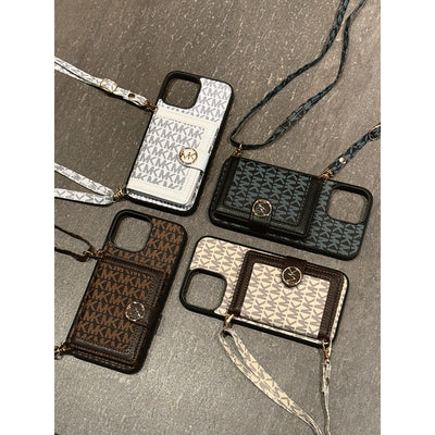 MK Card Holder Crossbody Chain iPhone Case