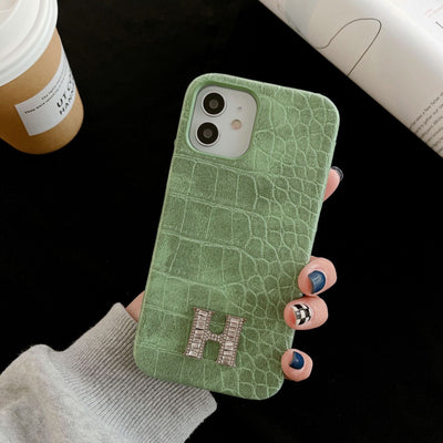 H Crocodile Pattern Color Leather iPhone Case