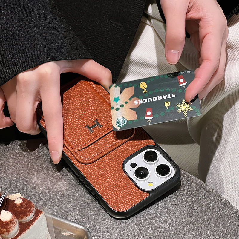 H Card Holder Leather iPhone Case