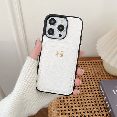 H Color Leather iPhone Case