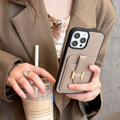 H Card Holder Leather iPhone Case