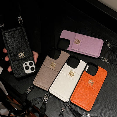 Loe Card Holder Black Crossbody Chain iPhone Case