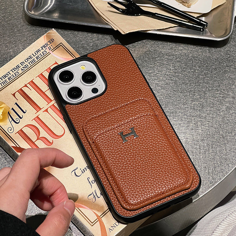 H Card Holder Leather iPhone Case