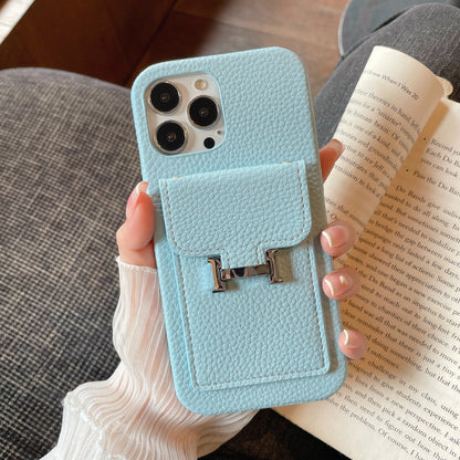 H Card Holder Leather iPhone 17 Case