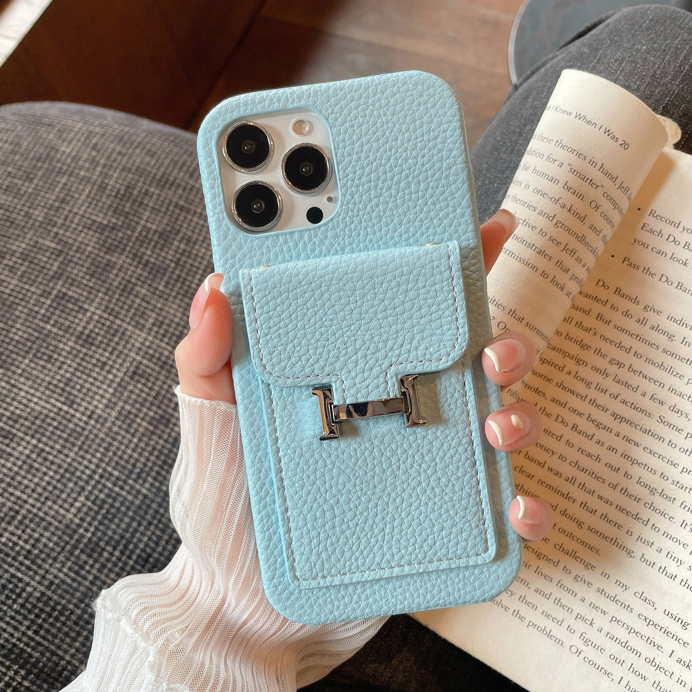 H Card Holder Leather iPhone Case