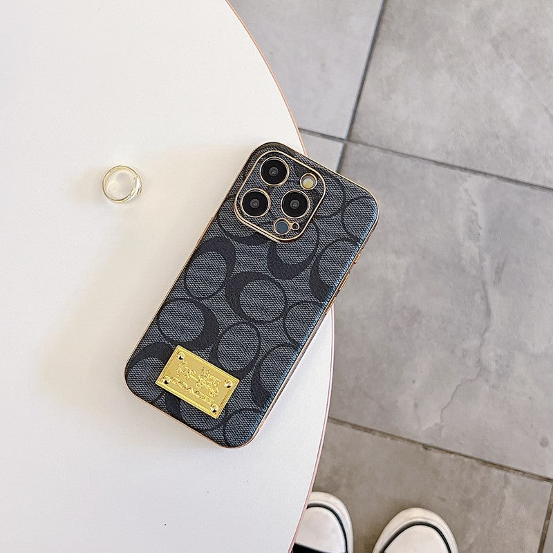 Coa Gold Logo Leather iPhone Case