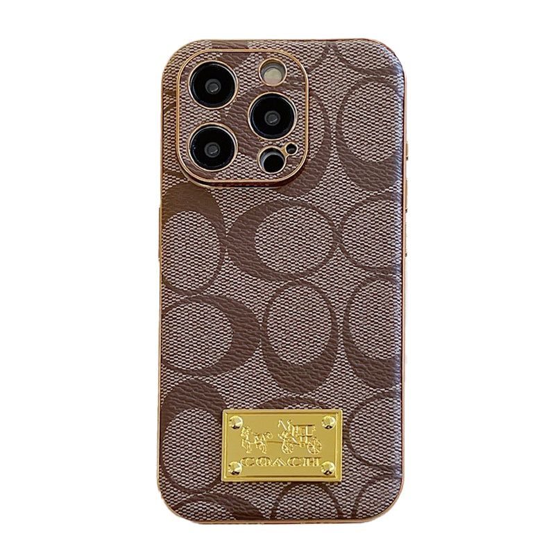 Coa Gold Logo Leather iPhone Case