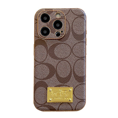 Coa Gold Logo Leather iPhone Case