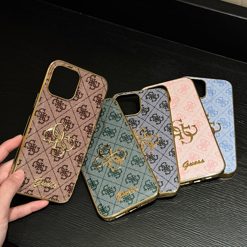 Gue Gold Logo Leather iPhone Case