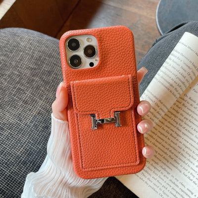 H Card Holder Leather iPhone Case