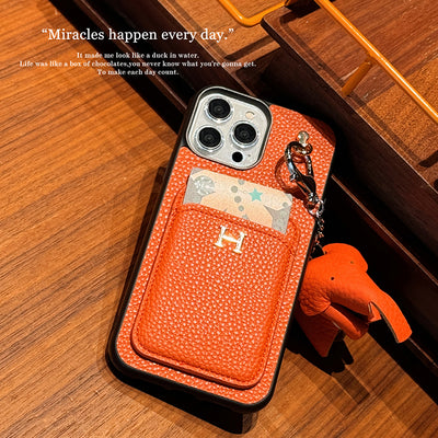 H Card Holder Leather Pendant iPhone Case