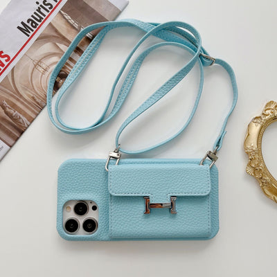 H Card Holder Leather Chain iPhone Case