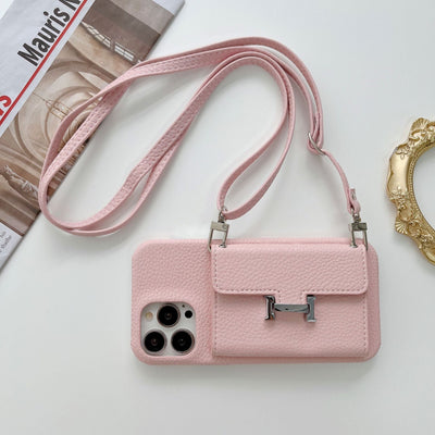 H Card Holder Leather Chain iPhone Case