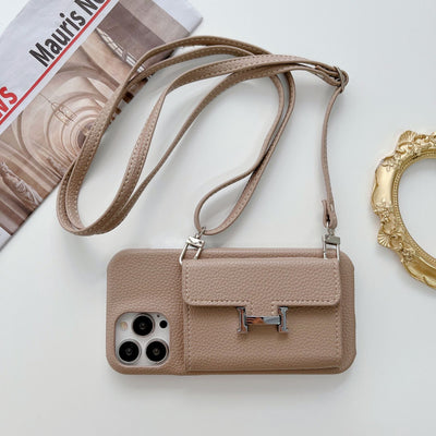 H Card Holder Leather Chain iPhone Case